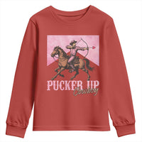 Funny Valentine's Day Western Cowboy Youth Sweatshirt Pucker Up Cowboy Cupid
