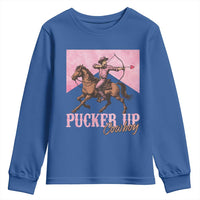 Funny Valentine's Day Western Cowboy Youth Sweatshirt Pucker Up Cowboy Cupid