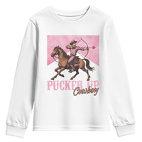 Funny Valentine's Day Western Cowboy Youth Sweatshirt Pucker Up Cowboy Cupid