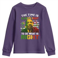 MLK Quotes The Time Is Always Right To Do What Is Right Youth Sweatshirt Martin Luther King Vintage American Flag