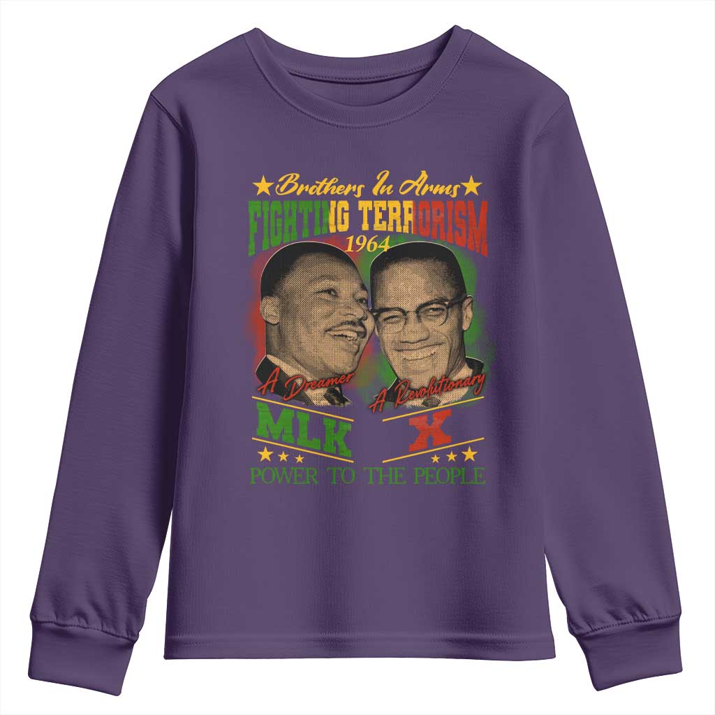 Martin Luther King And Malcolm X Youth Sweatshirt Brothers In Arms Fighting Terrorism 1964 Black History