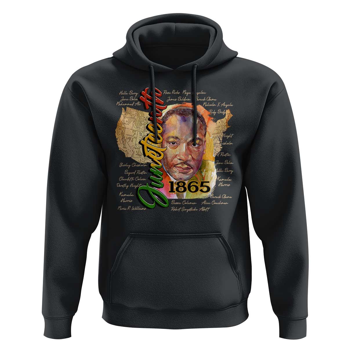 Juneteenth 1865 Hoodie Black Leaders African American Heritage