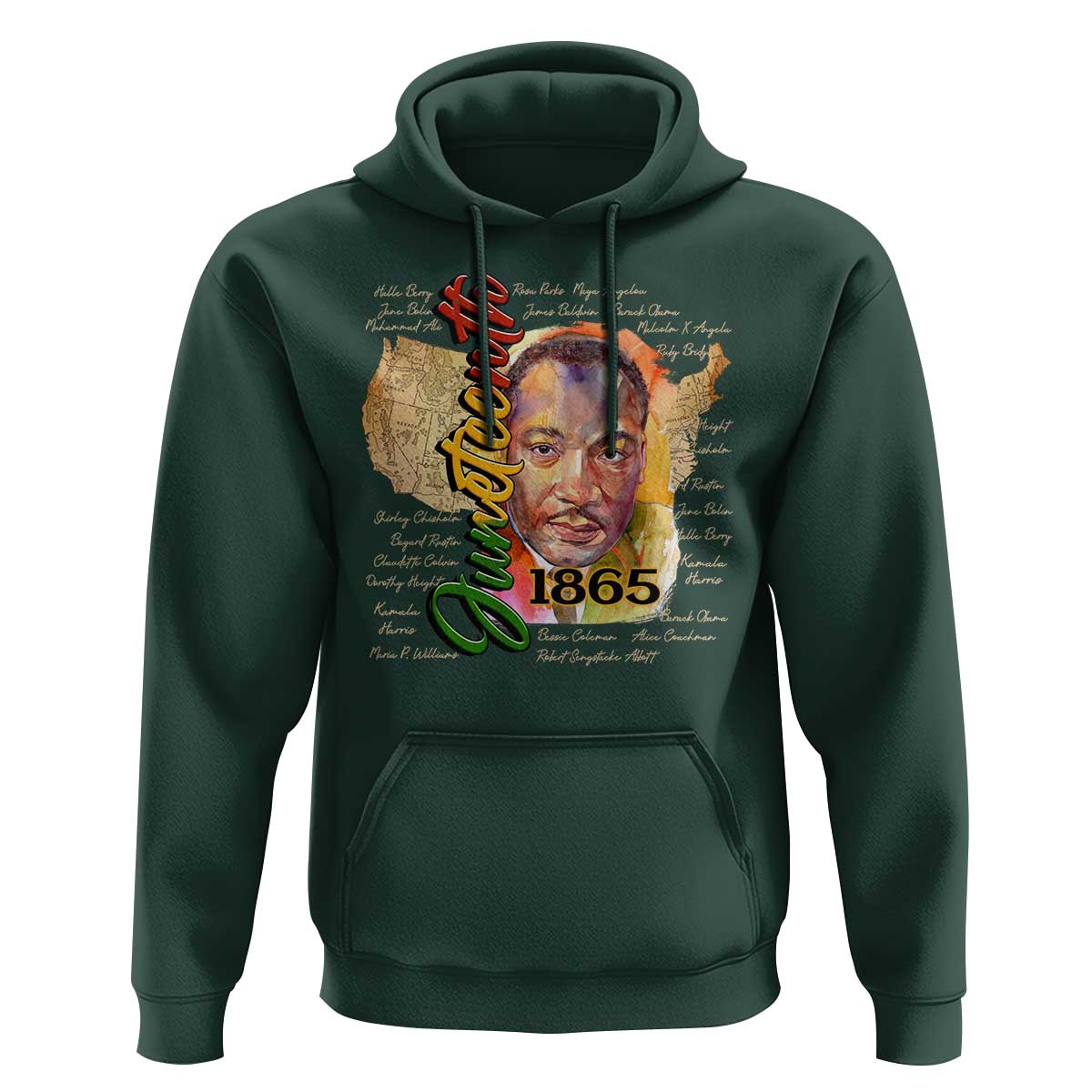 Juneteenth 1865 Hoodie Black Leaders African American Heritage