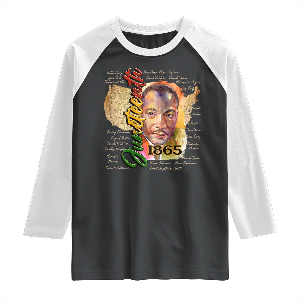 Juneteenth 1865 Raglan Shirt Black Leaders African American Heritage