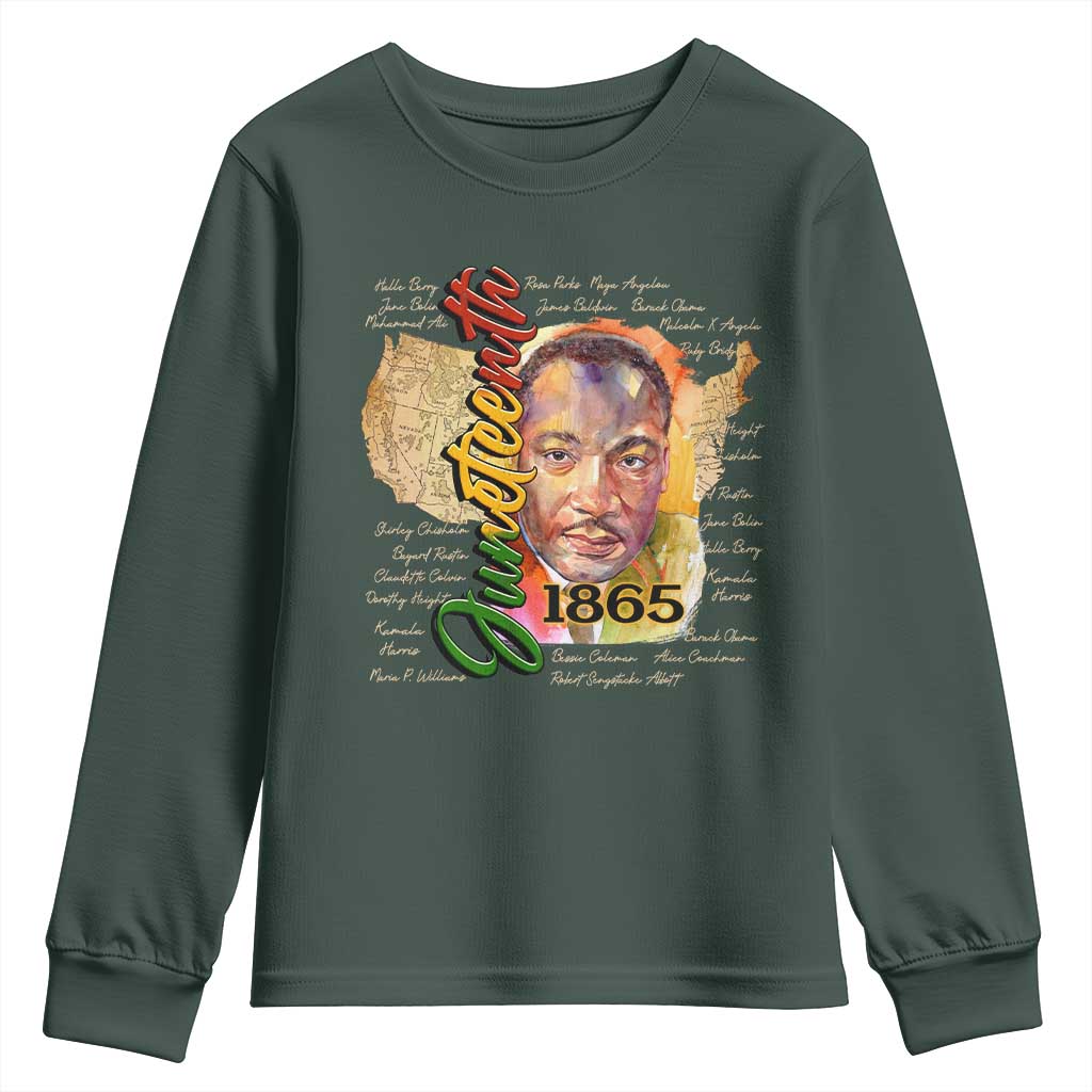 Juneteenth 1865 Youth Sweatshirt Black Leaders African American Heritage