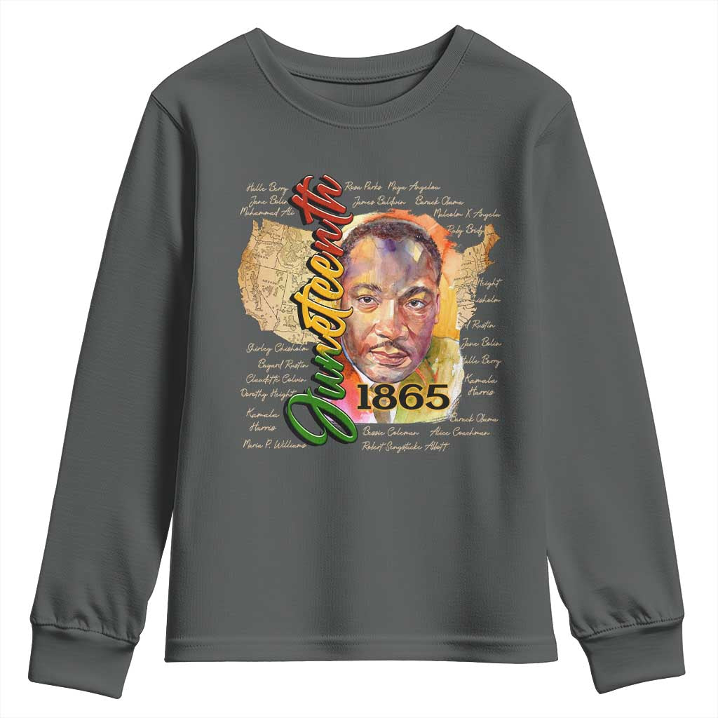 Juneteenth 1865 Youth Sweatshirt Black Leaders African American Heritage
