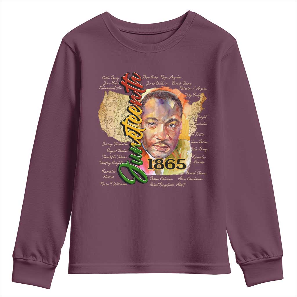 Juneteenth 1865 Youth Sweatshirt Black Leaders African American Heritage