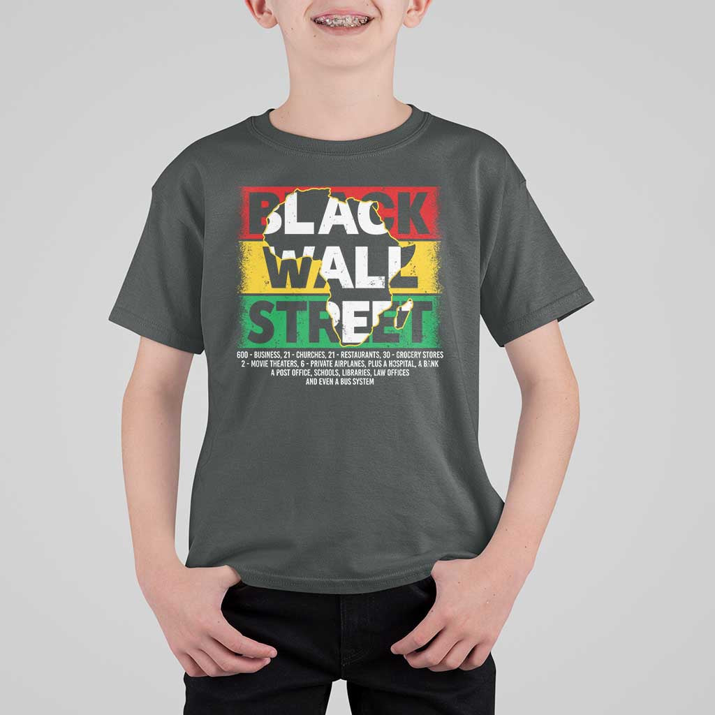 Black Wall Street T Shirt For Kid Tulsa Black History Month Africa Map