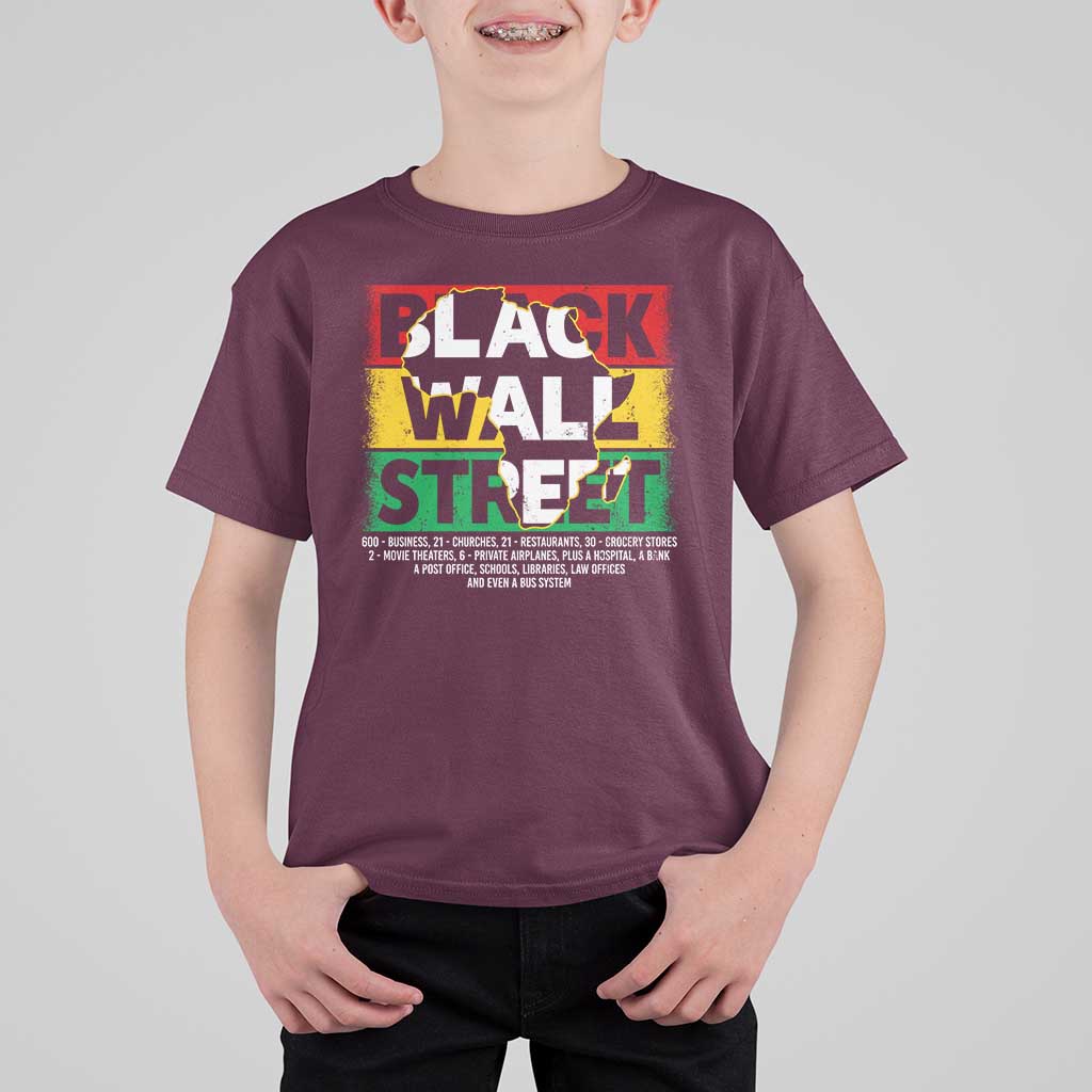 Black Wall Street T Shirt For Kid Tulsa Black History Month Africa Map