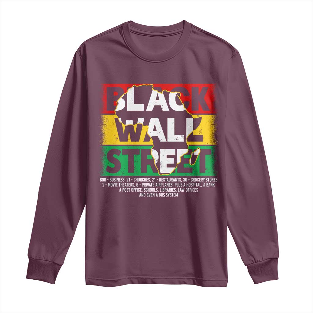 Black Wall Street Long Sleeve Shirt Tulsa Black History Month Africa Map