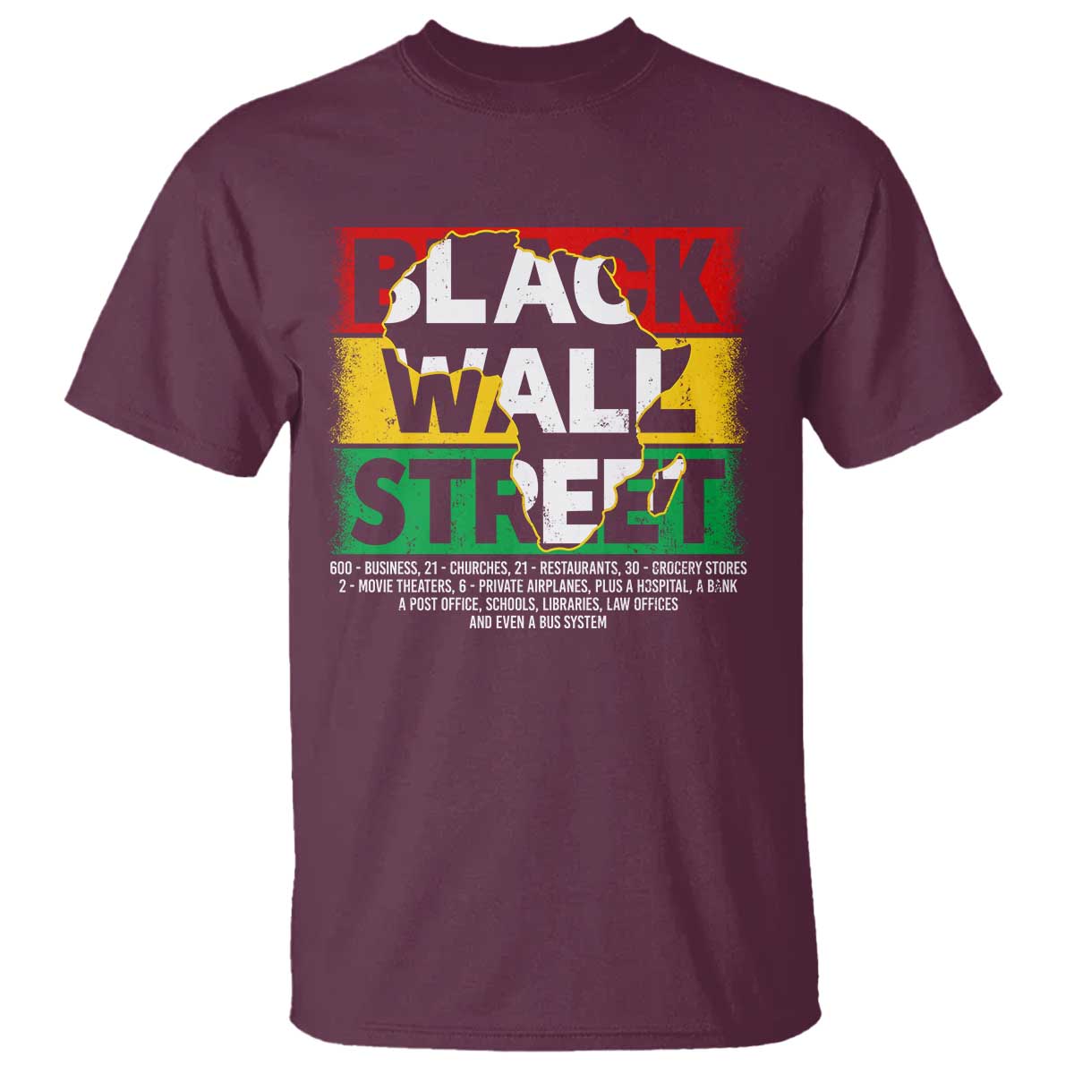 Black Wall Street T Shirt Tulsa Black History Month Africa Map