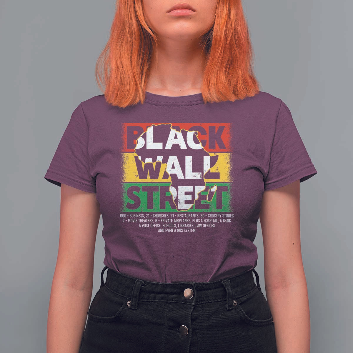 Black Wall Street T Shirt For Women Tulsa Black History Month Africa Map