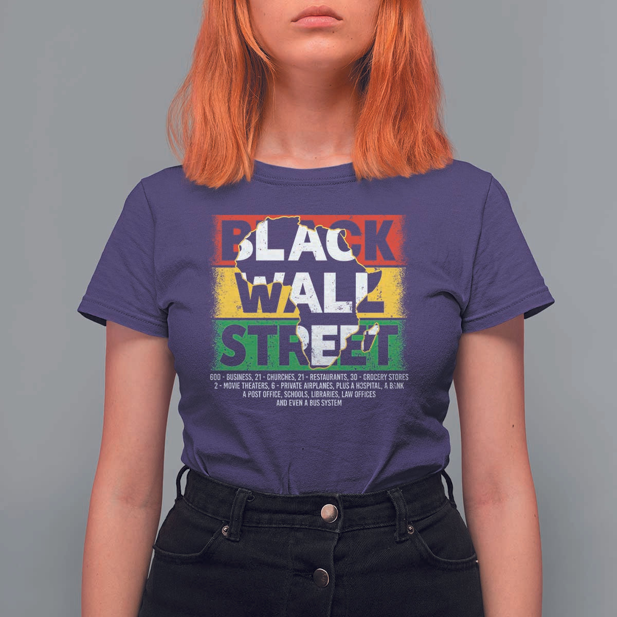 Black Wall Street T Shirt For Women Tulsa Black History Month Africa Map