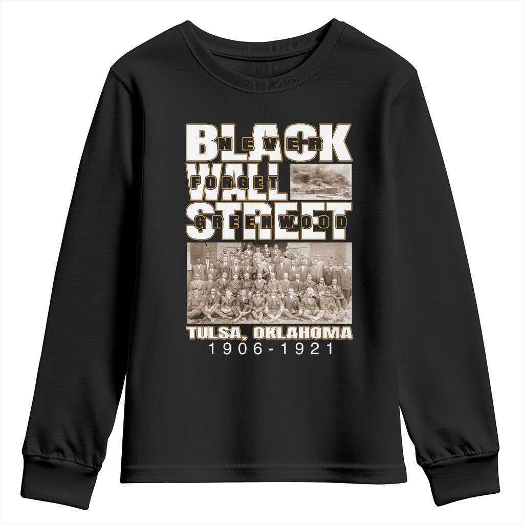 Never Forget Greenwood Black Wall Street Youth Sweatshirt Black History Month