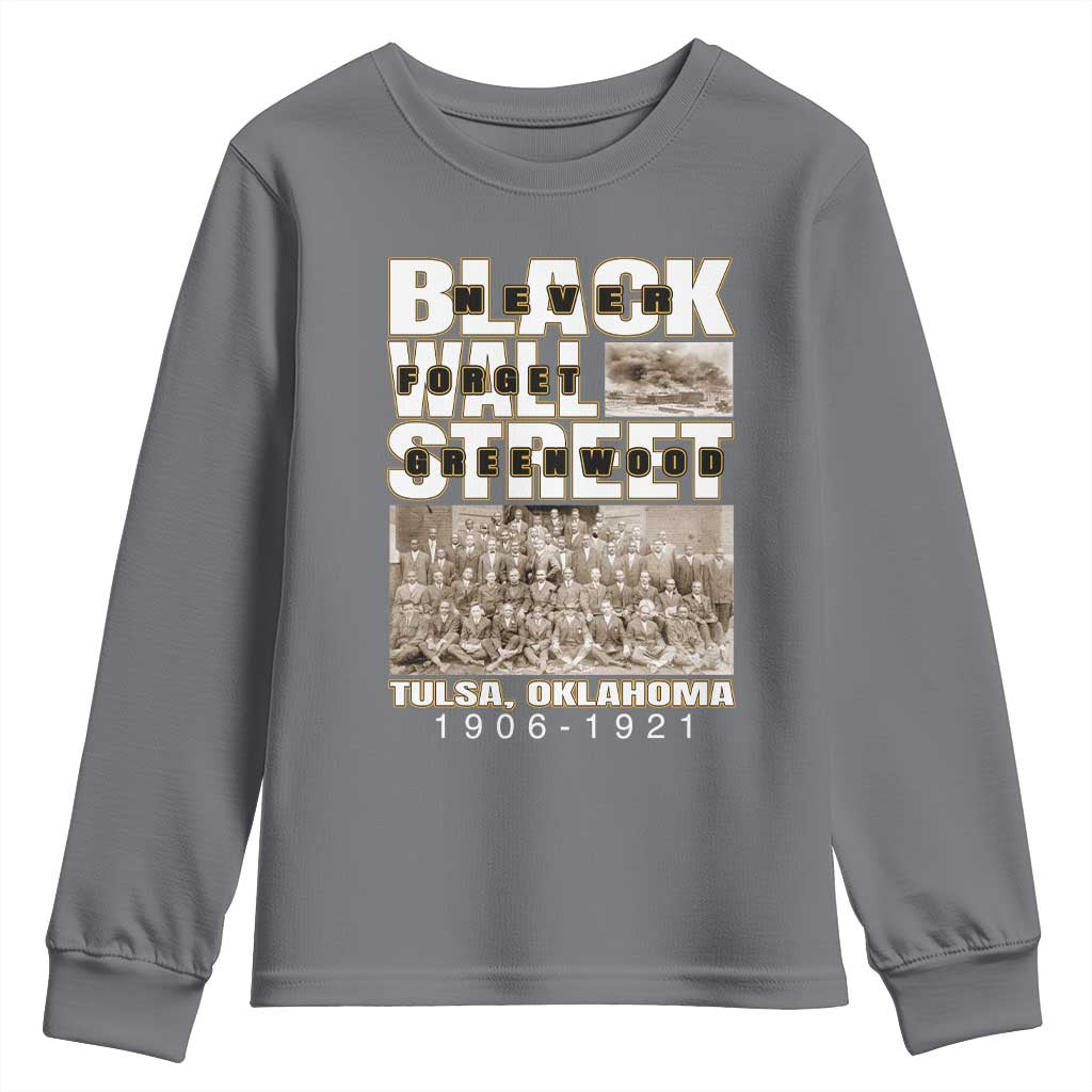 Never Forget Greenwood Black Wall Street Youth Sweatshirt Black History Month