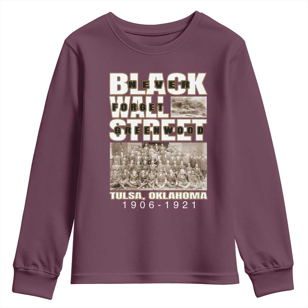 Never Forget Greenwood Black Wall Street Youth Sweatshirt Black History Month