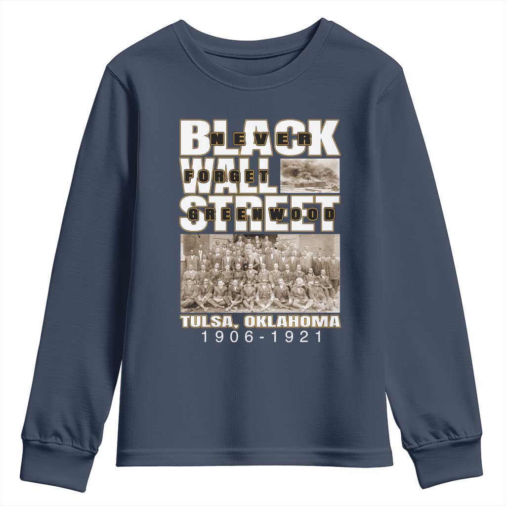 Never Forget Greenwood Black Wall Street Youth Sweatshirt Black History Month