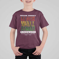 Never Forget Black Wall Street T Shirt For Kid Tulsa Oklahoma Black History Month