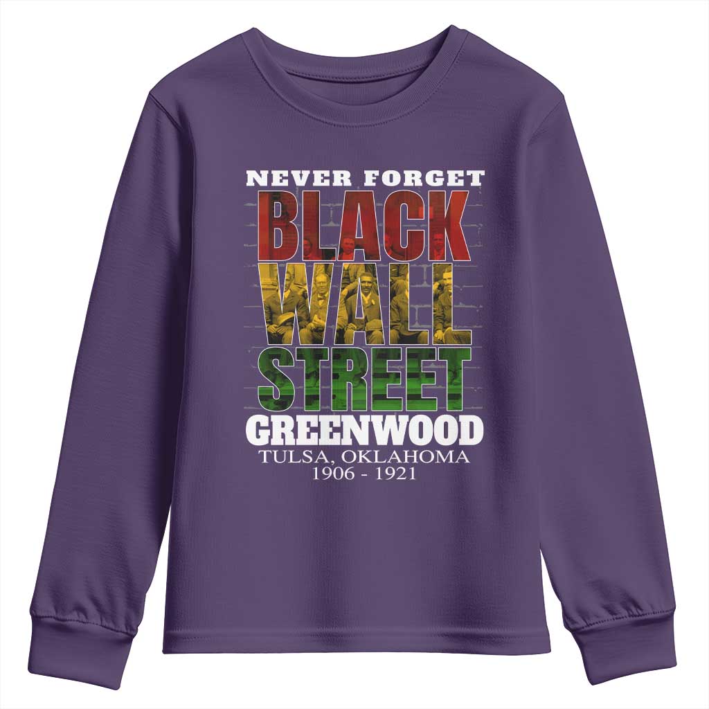 Never Forget Black Wall Street Youth Sweatshirt Tulsa Oklahoma Black History Month