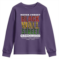 Never Forget Black Wall Street Youth Sweatshirt Tulsa Oklahoma Black History Month