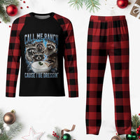 Call Me Ranch Cause I Be Dressing Plaid Pajama Set Funny Raccoon Meme