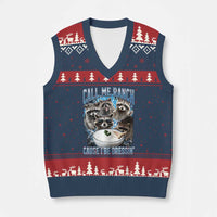 Call Me Ranch Cause I Be Dressing V-Neck Knit Sweater Vest Funny Raccoon Meme