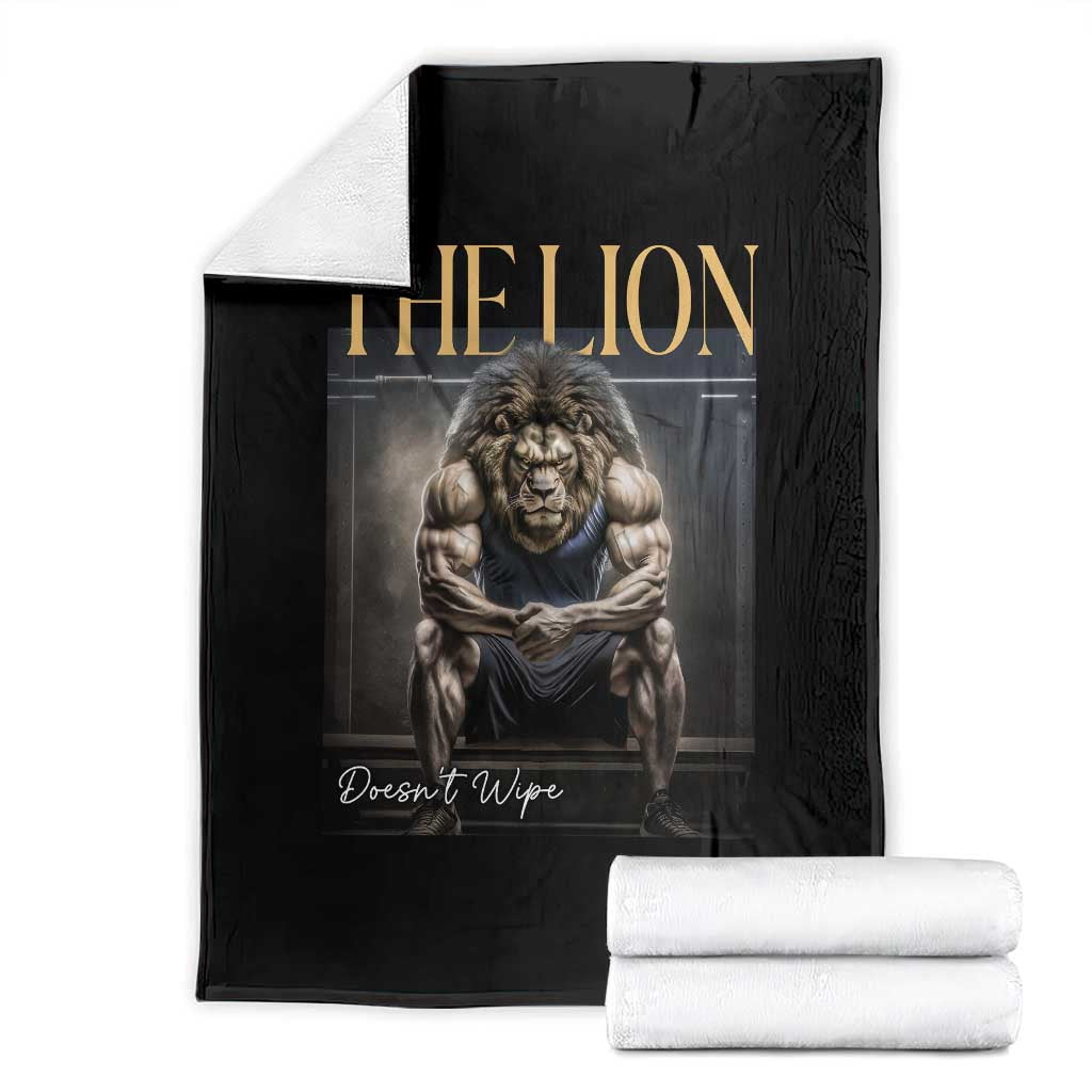 Funny The Lion Doesnt Wipe Throw Blanket Gen Z Joke Brainrot Raunchy Meme