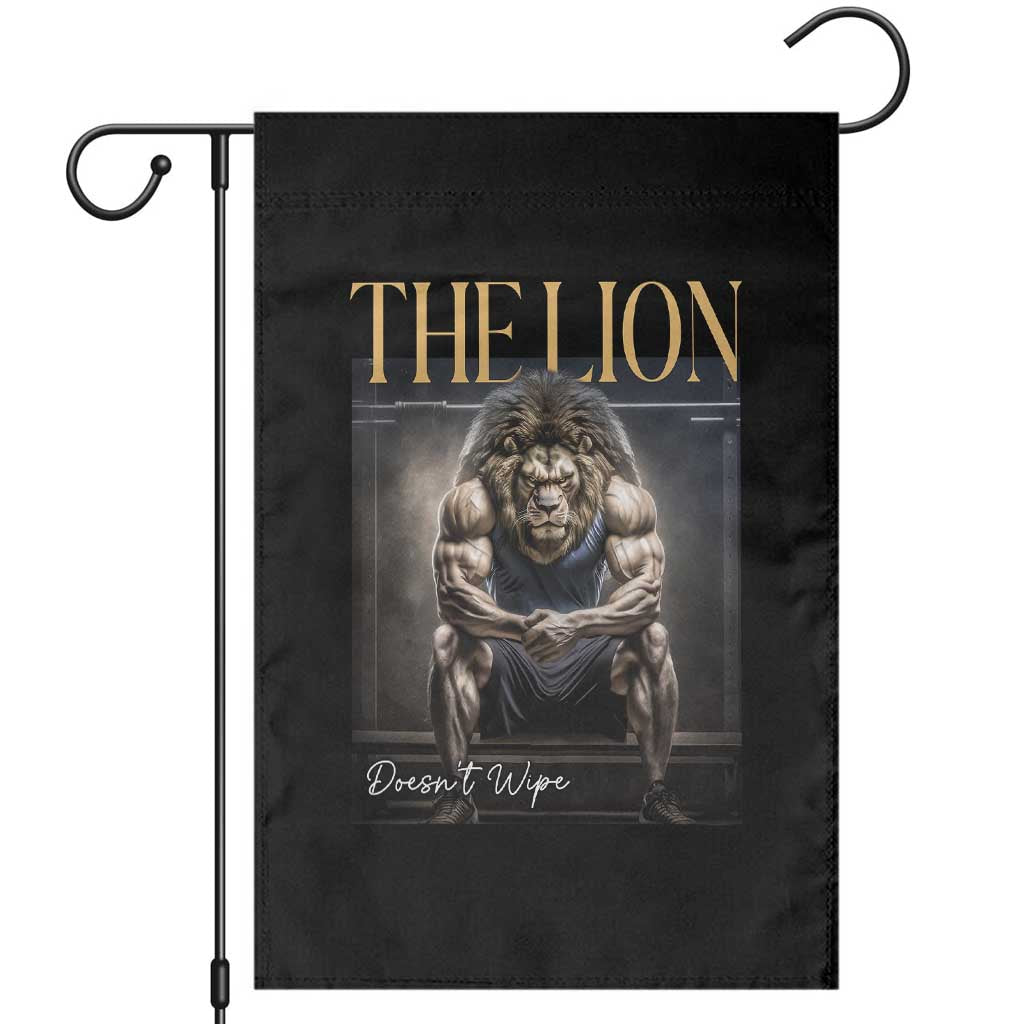 Funny The Lion Doesnt Wipe Garden Flag Gen Z Joke Brainrot Raunchy Meme