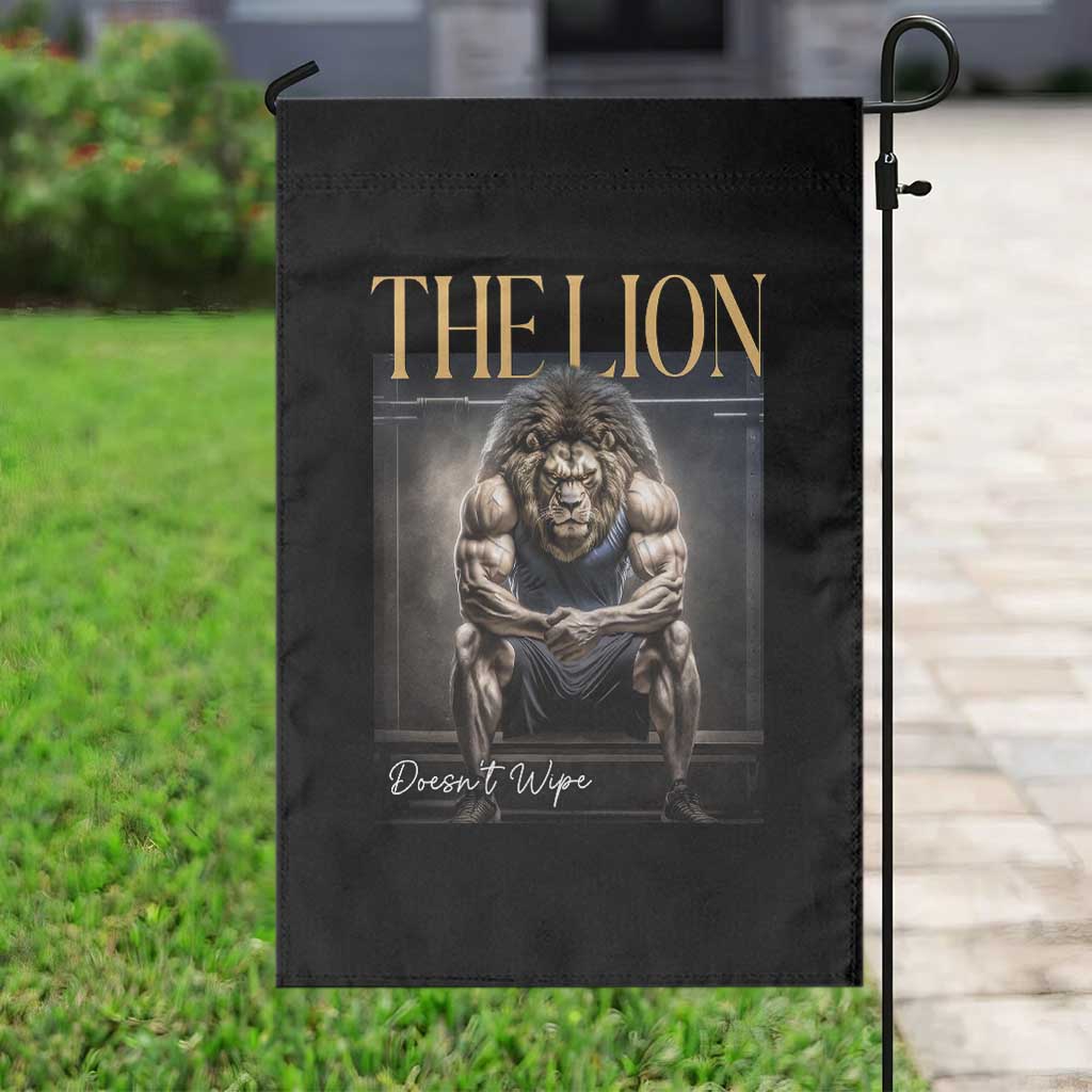 Funny The Lion Doesnt Wipe Garden Flag Gen Z Joke Brainrot Raunchy Meme