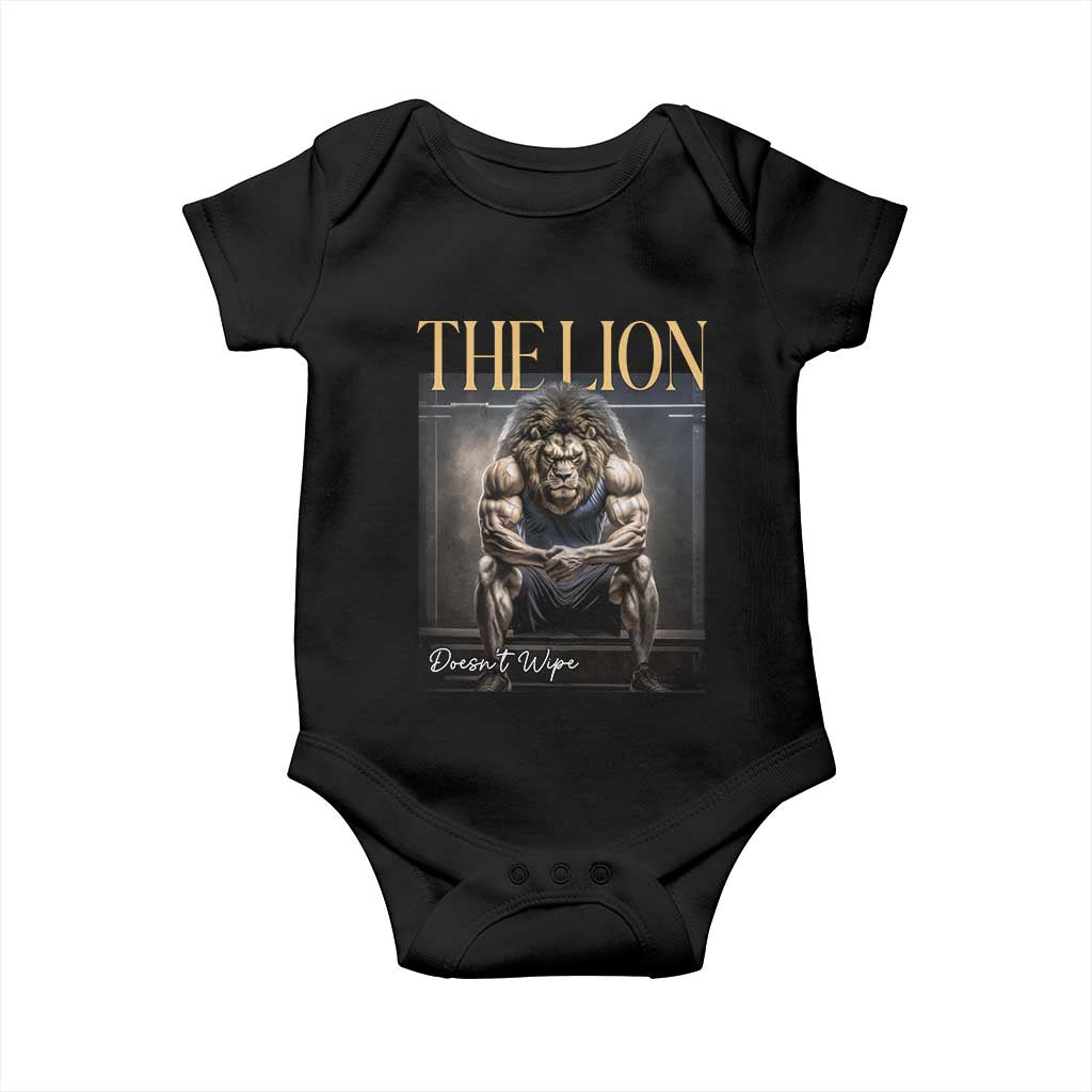 Funny The Lion Doesnt Wipe Baby Onesie Gen Z Joke Brainrot Raunchy Meme