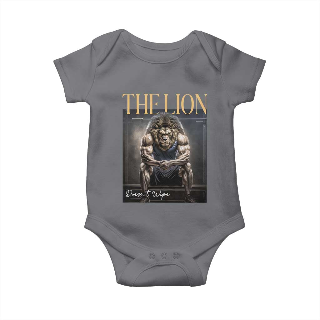 Funny The Lion Doesnt Wipe Baby Onesie Gen Z Joke Brainrot Raunchy Meme