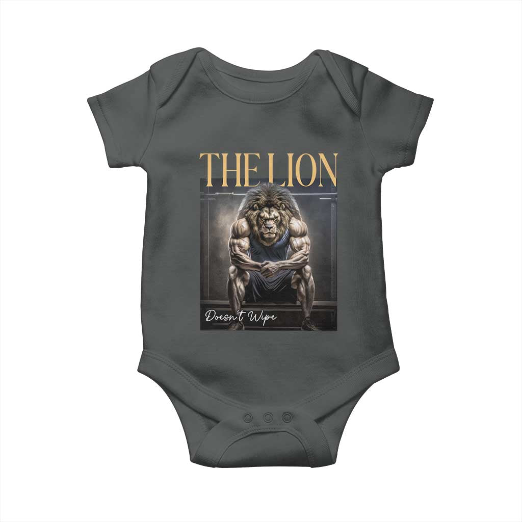 Funny The Lion Doesnt Wipe Baby Onesie Gen Z Joke Brainrot Raunchy Meme