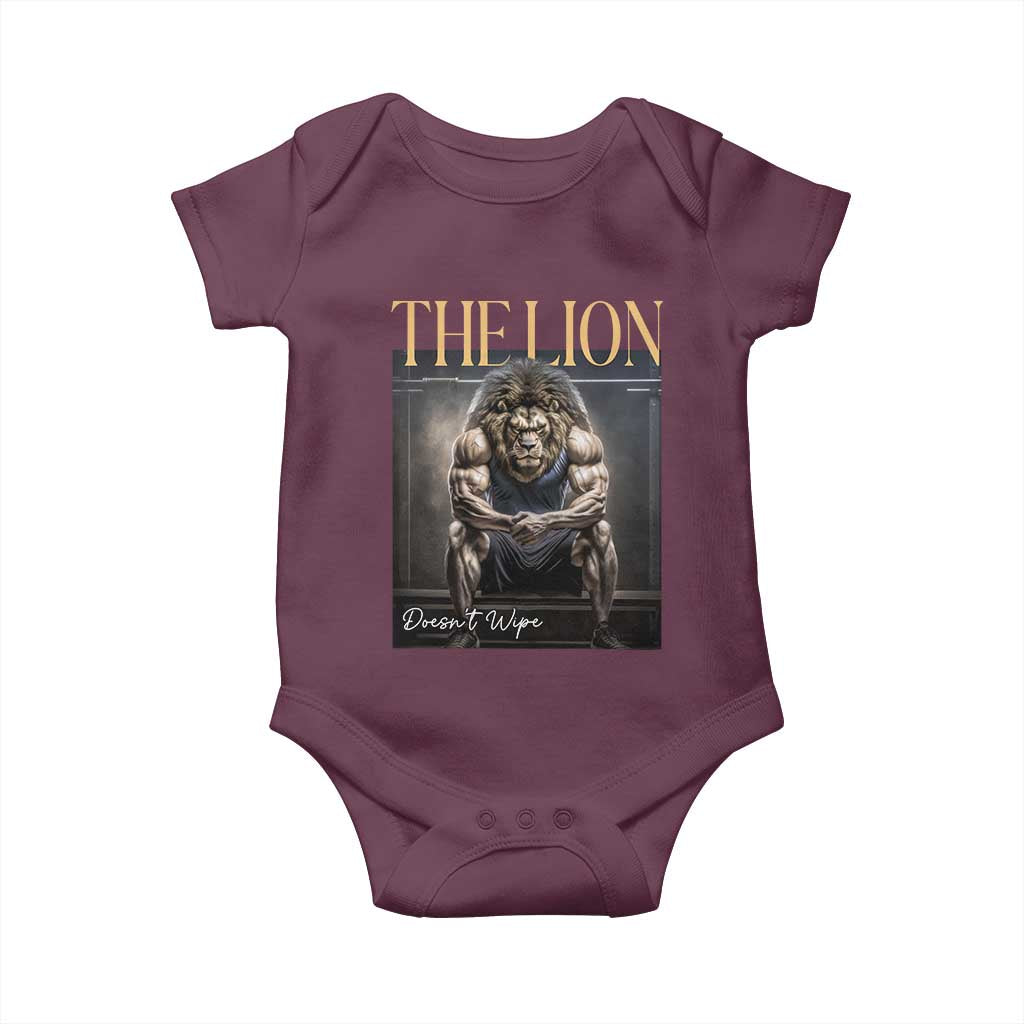 Funny The Lion Doesnt Wipe Baby Onesie Gen Z Joke Brainrot Raunchy Meme