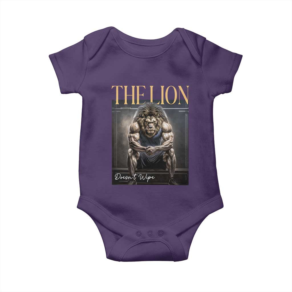 Funny The Lion Doesnt Wipe Baby Onesie Gen Z Joke Brainrot Raunchy Meme