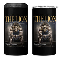 Funny The Lion Doesnt Wipe 4 in 1 Can Cooler Tumbler Gen Z Joke Brainrot Raunchy Meme
