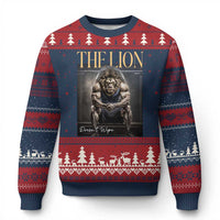 Funny The Lion Doesnt Wipe Ugly Christmas Sweater Gen Z Joke Brainrot Raunchy Meme