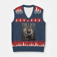 Funny The Lion Doesnt Wipe V-Neck Knit Sweater Vest Gen Z Joke Brainrot Raunchy Meme