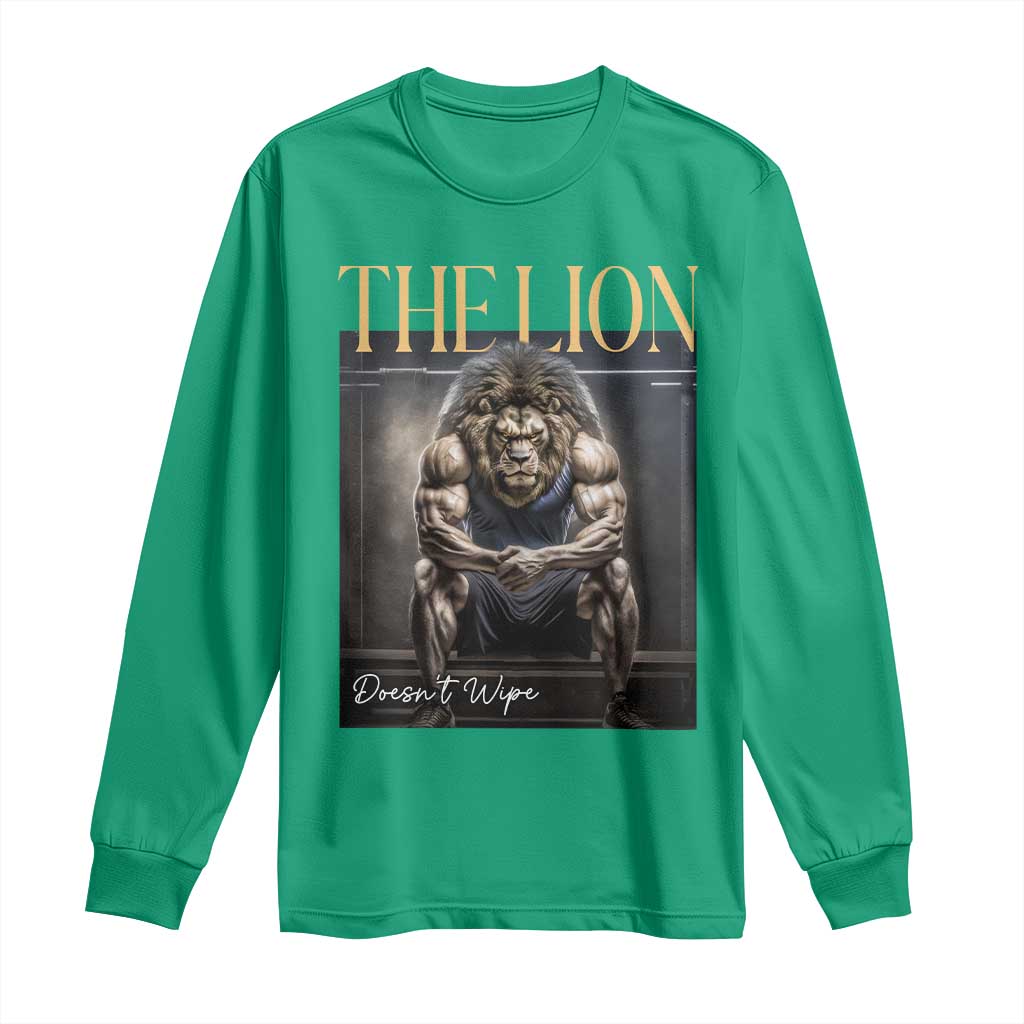 Funny The Lion Doesnt Wipe Long Sleeve Shirt Gen Z Joke Brainrot Raunchy Meme