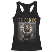 Funny The Lion Doesnt Wipe Racerback Tank Top Gen Z Joke Brainrot Raunchy Meme