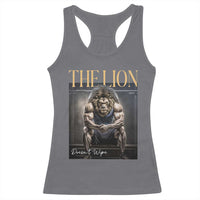 Funny The Lion Doesnt Wipe Racerback Tank Top Gen Z Joke Brainrot Raunchy Meme