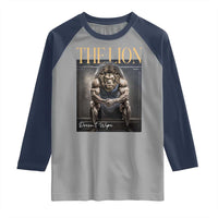Funny The Lion Doesnt Wipe Raglan Shirt Gen Z Joke Brainrot Raunchy Meme