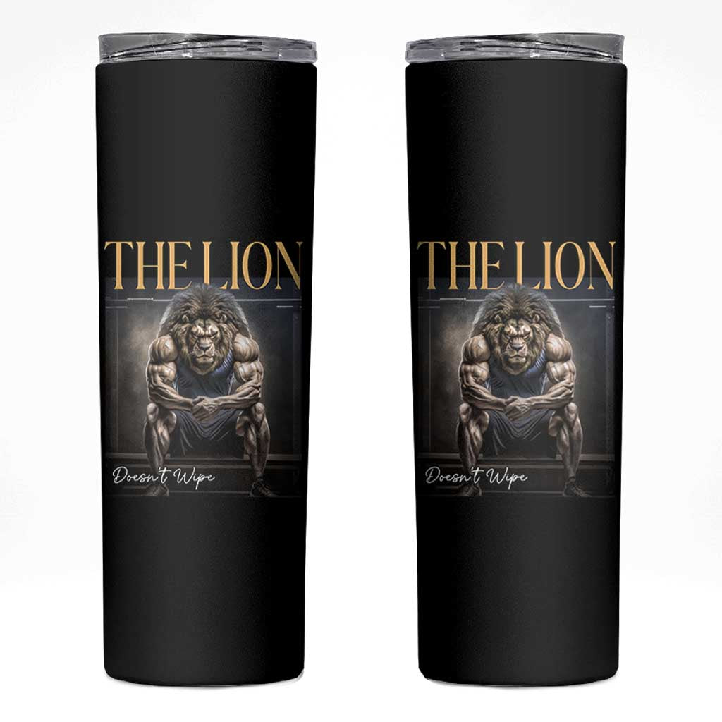 Funny The Lion Doesnt Wipe Skinny Tumbler Gen Z Joke Brainrot Raunchy Meme