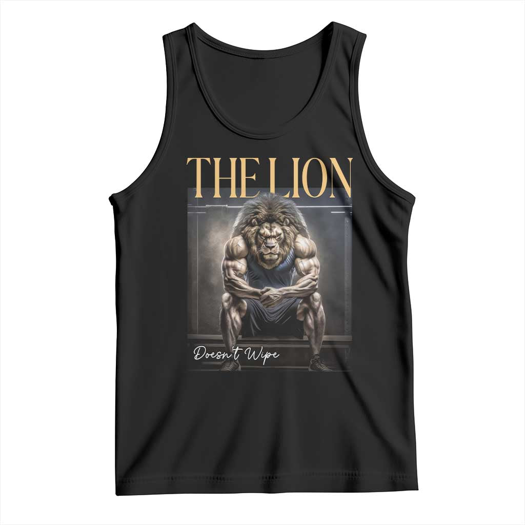 Funny The Lion Doesnt Wipe Tank Top Gen Z Joke Brainrot Raunchy Meme