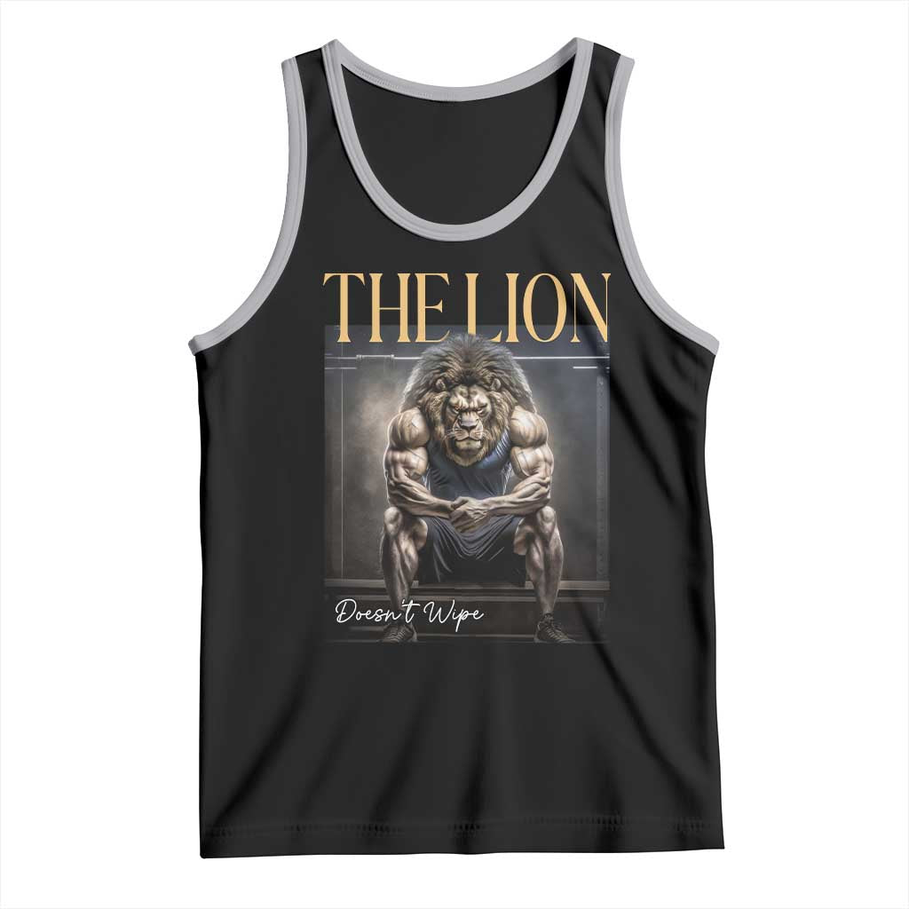 Funny The Lion Doesnt Wipe Tank Top Gen Z Joke Brainrot Raunchy Meme