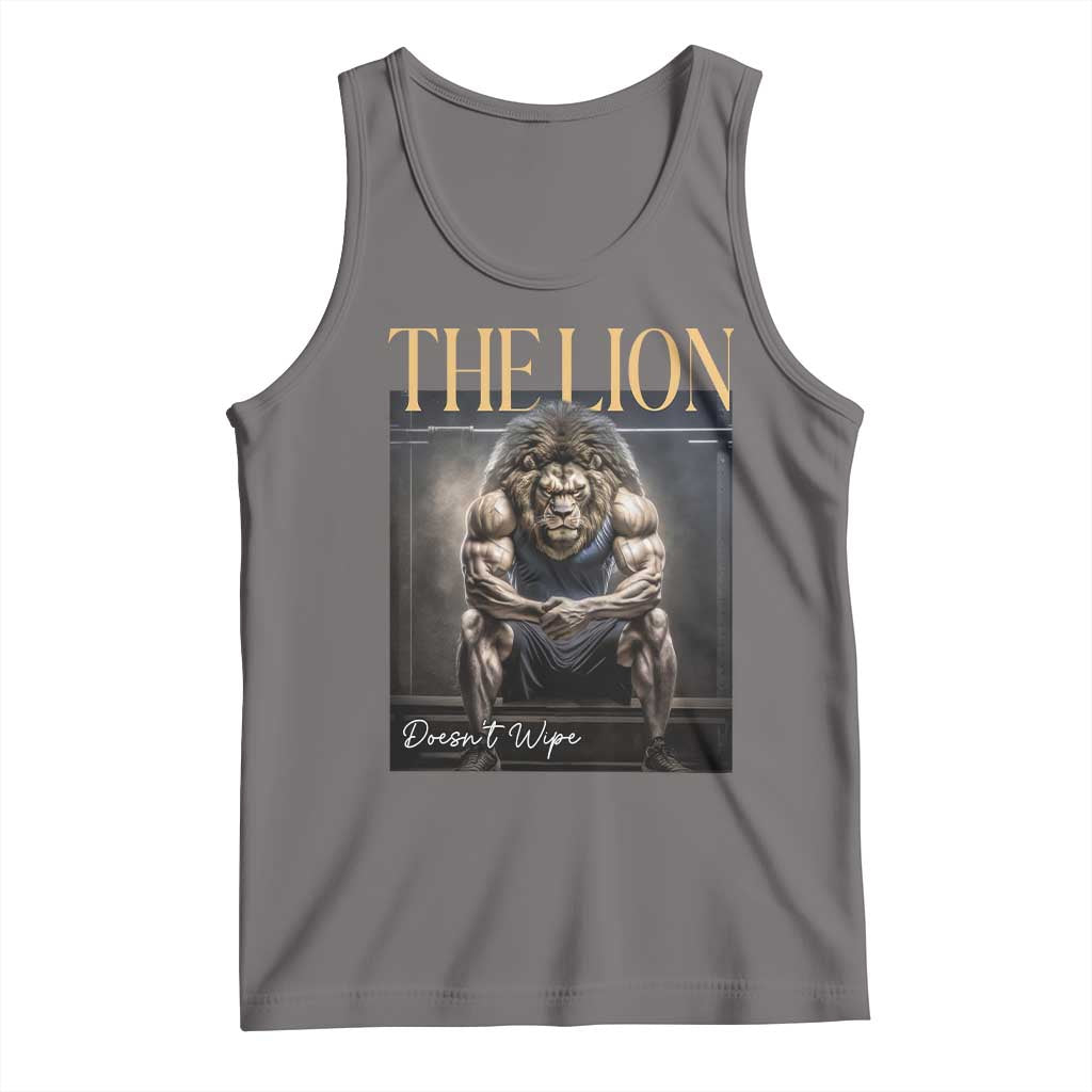 Funny The Lion Doesnt Wipe Tank Top Gen Z Joke Brainrot Raunchy Meme