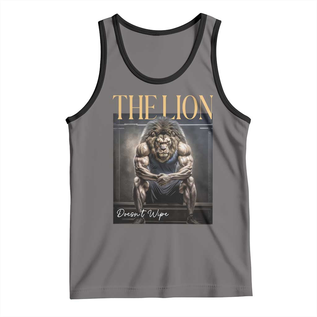 Funny The Lion Doesnt Wipe Tank Top Gen Z Joke Brainrot Raunchy Meme