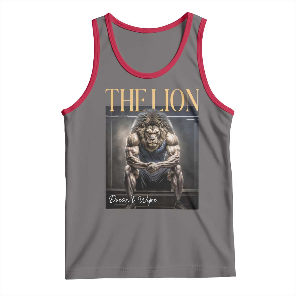 Funny The Lion Doesnt Wipe Tank Top Gen Z Joke Brainrot Raunchy Meme