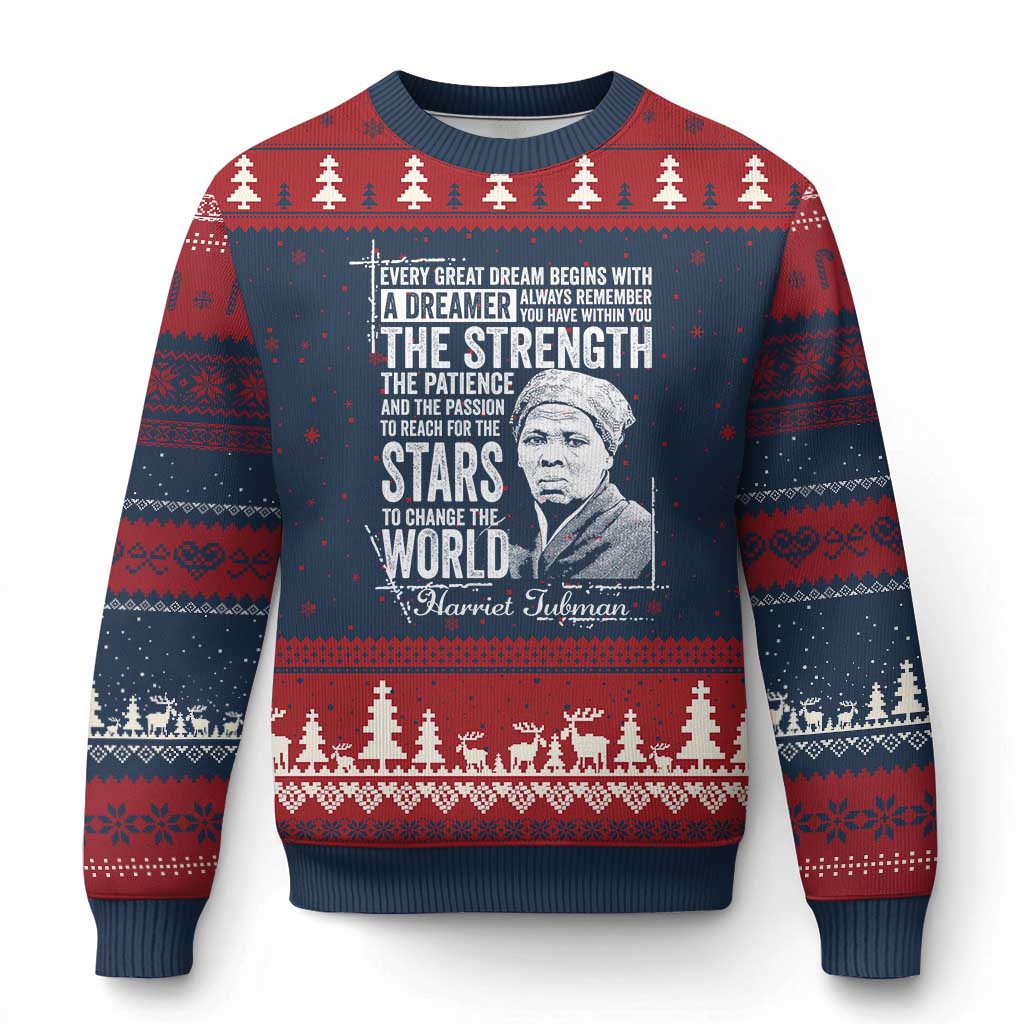 Harriet Tubman Quote Ugly Christmas Sweater Every Great Dream Begins With A Dreamer Black History