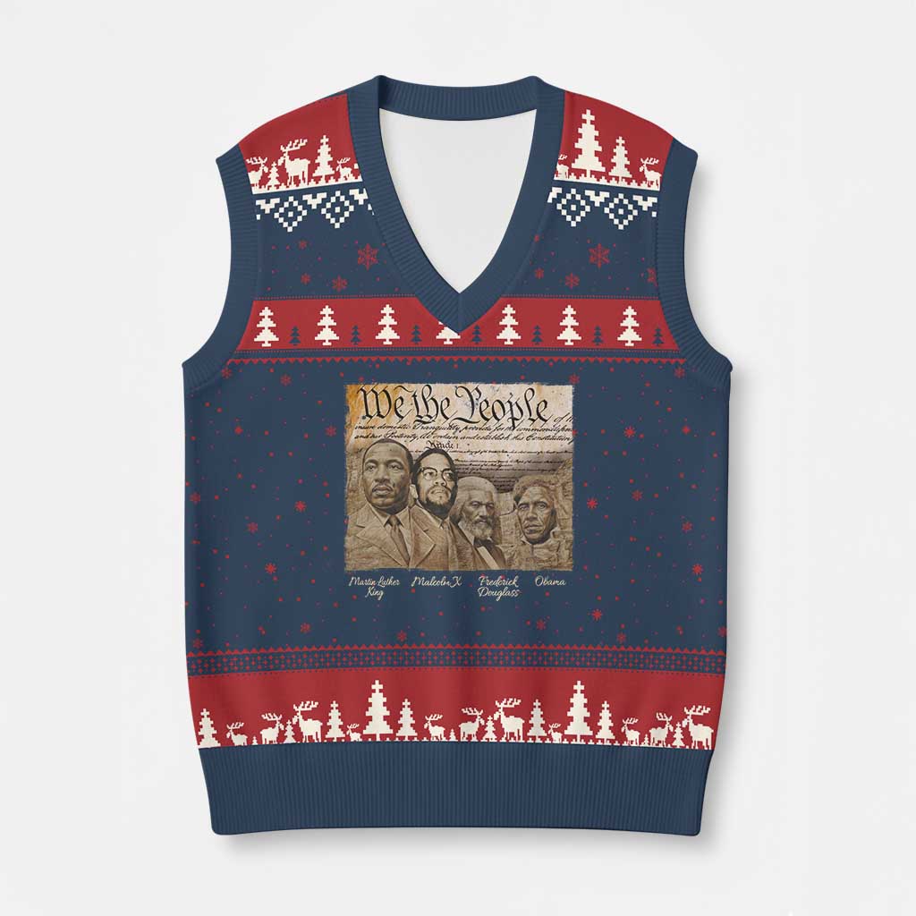 Civil Right Leaders V-Neck Knit Sweater Vest Martin Luther King Malcolm X Frederick Douglass Obama Black History Month