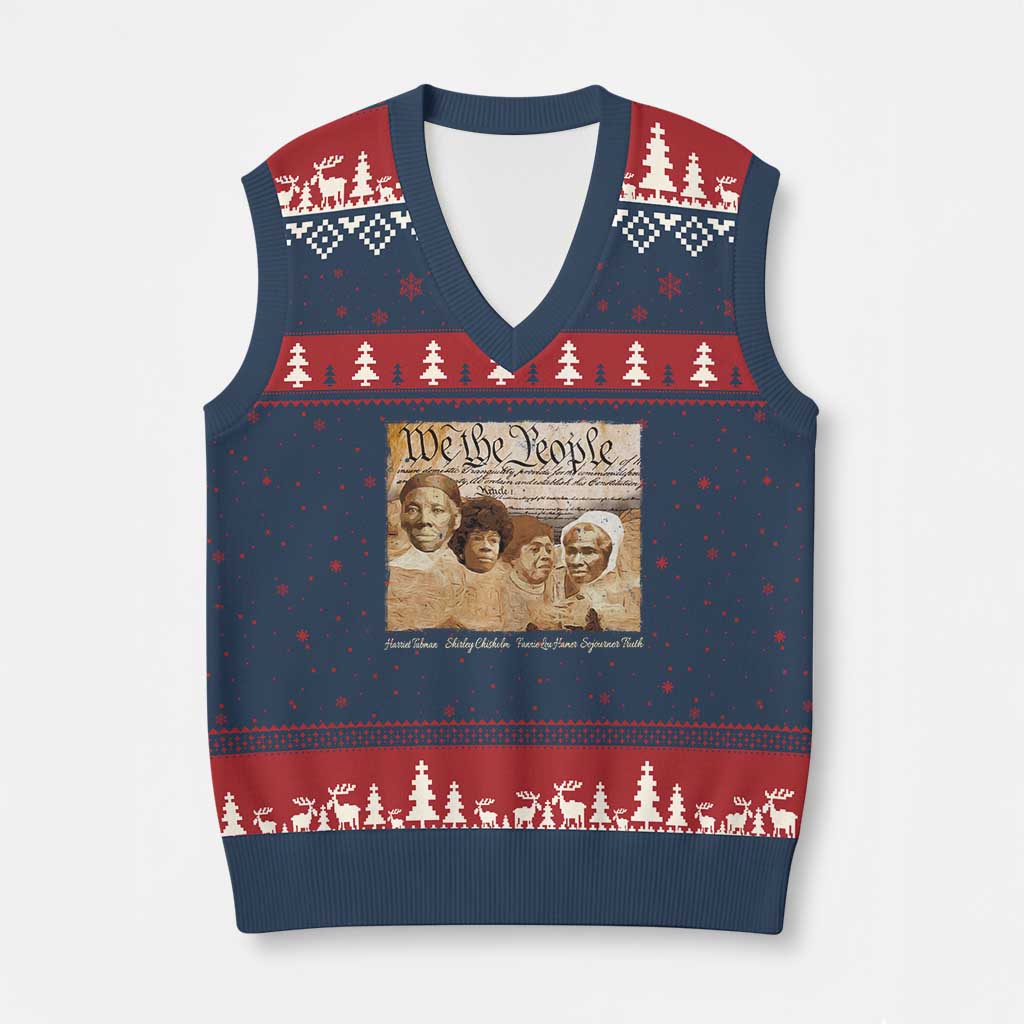 Black Women Leaders V-Neck Knit Sweater Vest Harriet Tubman Shirley Fannie Hamer Sojourner Truth Black History Month